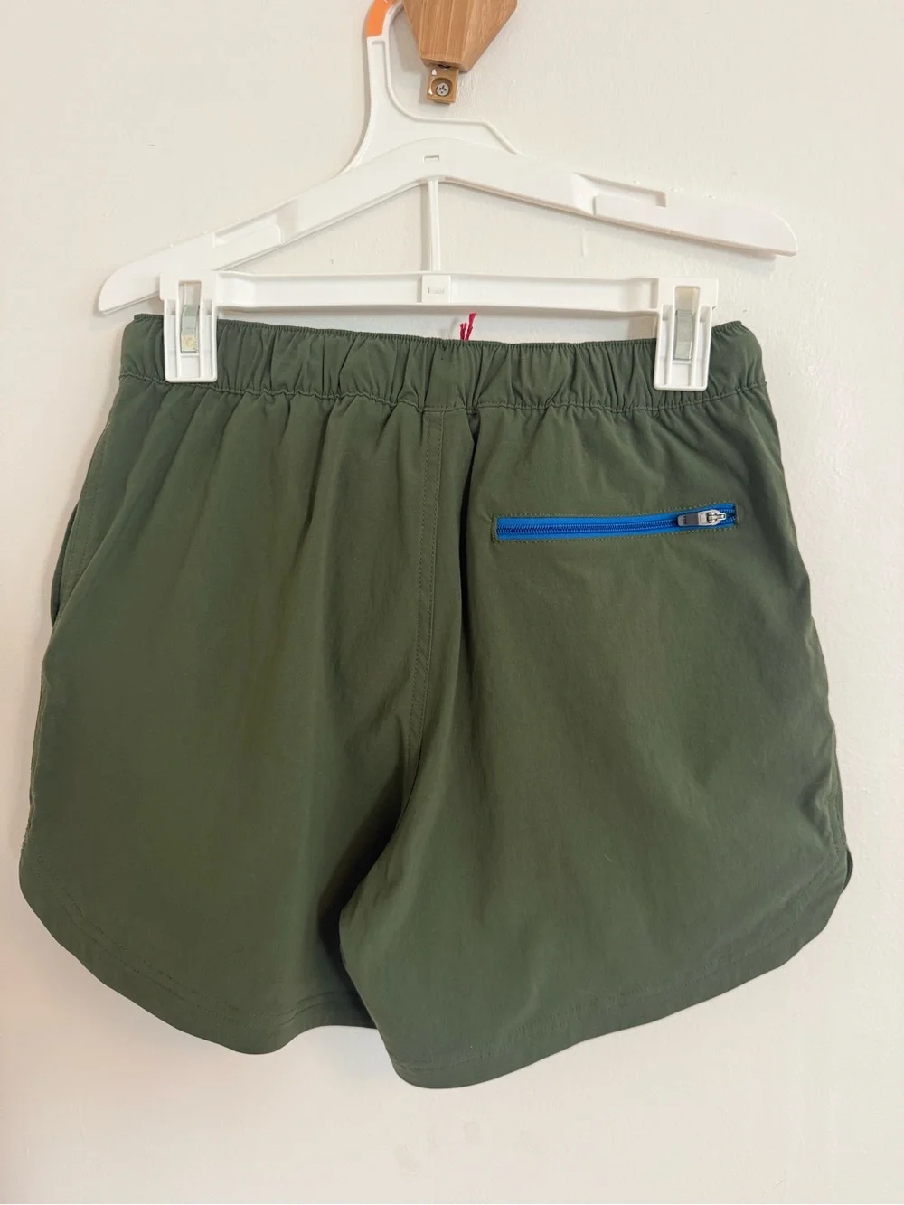 Topo Designs Olive Green Shorts with Blue Waist Belt